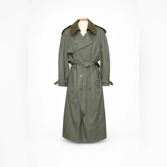 LONDON FOG - Trench Coat with Removable Wool Lining | Olive Green Belted Coat - Picture 5 of 16